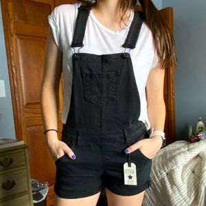NWT Black Overall Shorts